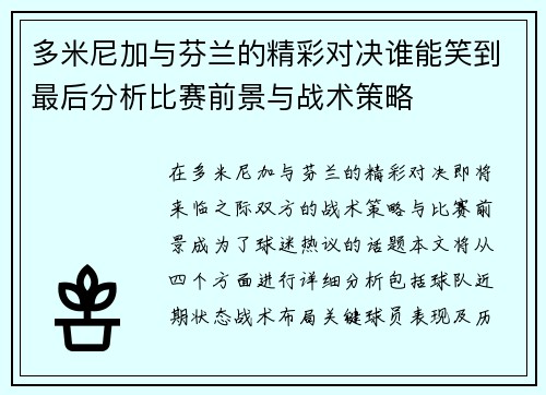 多米尼加与芬兰的精彩对决谁能笑到最后分析比赛前景与战术策略